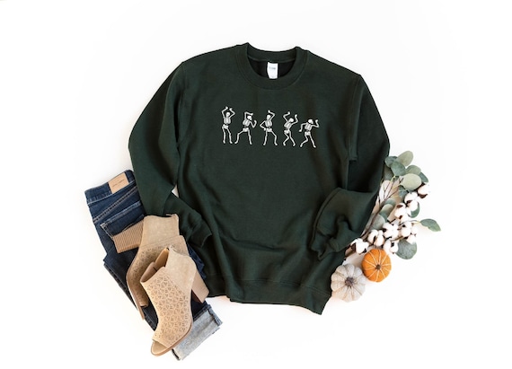 Dancing Skeletons Sweatshirt, Halloween Sweatshirt, Halloween Party Dancing Skeleton Sweat, Funny Halloween Apparel, Cute Women Halloween