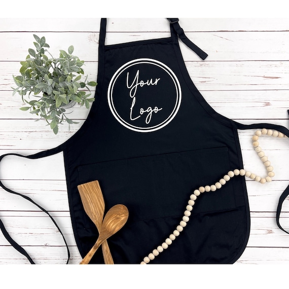 Personalized Logo Apron, Custom Kitchen Apron with Pockets, Women Customized Print Apron, Chef Gift, Custom Men Apron, Custom Kids Apron