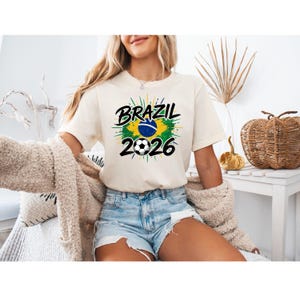 2026 Football Shirt, Brazil 2026 T-Shirt, Football Fan Shirt, Football Lover T-Shirt, Football Fan Gift, Patriotic Brazil Flag Tee image 3