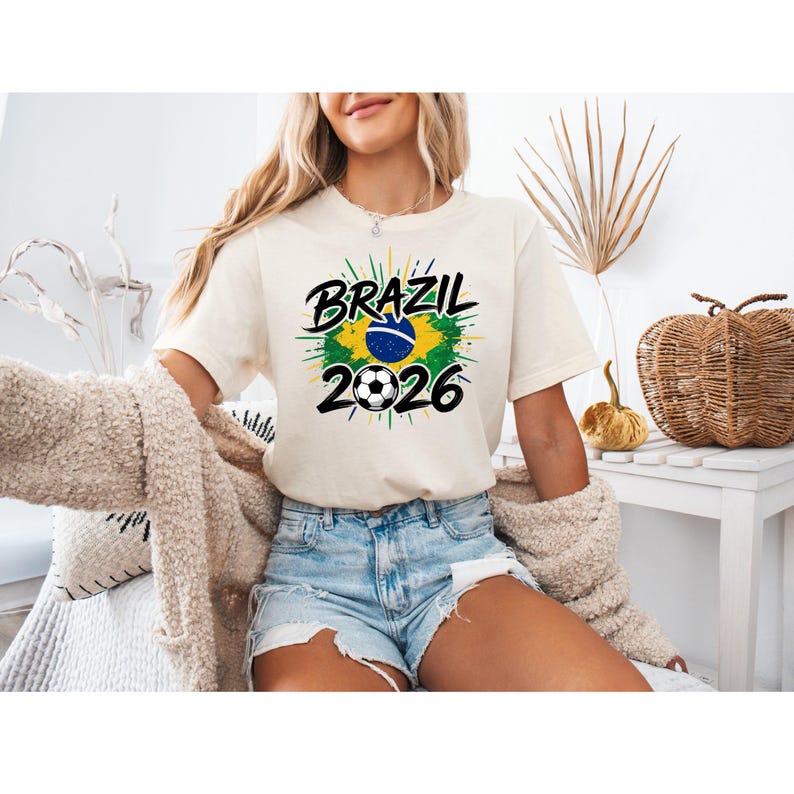 2026 Football Shirt, Brazil 2026 T-Shirt, Football Fan Shirt, Football Lover T-Shirt, Football Fan Gift, Patriotic Brazil Flag Tee image 3