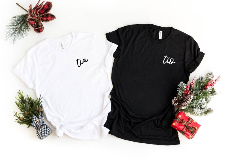 Tia and Tio Shirts, Uncle Shirt, Auntie Shirt, Tia Tio Pocket Shirt, Mother's Day Tee, Father's Day Tee, Uncle Gift, Pregnancy Announcement image 3