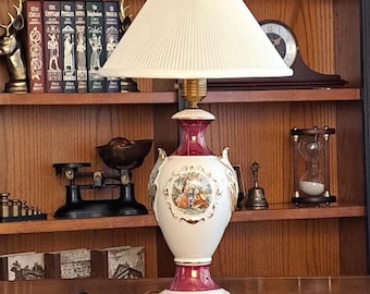 Vintage Victorian Style Table Lamp With Courting Couple Vignette