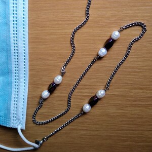Glasses Holder, Women&#39;s Necklace, ID Holder, Gemstone Beaded, Mask Holder