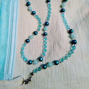Glasses Holder, Women&#39;s Necklace, ID Holder, Gemstone Beaded, Mask Holder