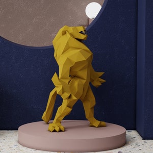 DIY , The Roaring Lion , Papercraft , Lowpoly , Geometric , home decor , 3D paper Sculpture , PDF template , Gift Origami , Polygonal Office