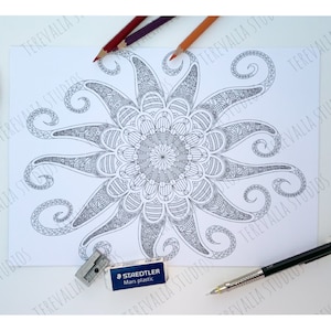 Digital Zentangle Colouring Page Kraken Downloadable Print PDF Colouring Print Beautiful Colouring Pattern image 1