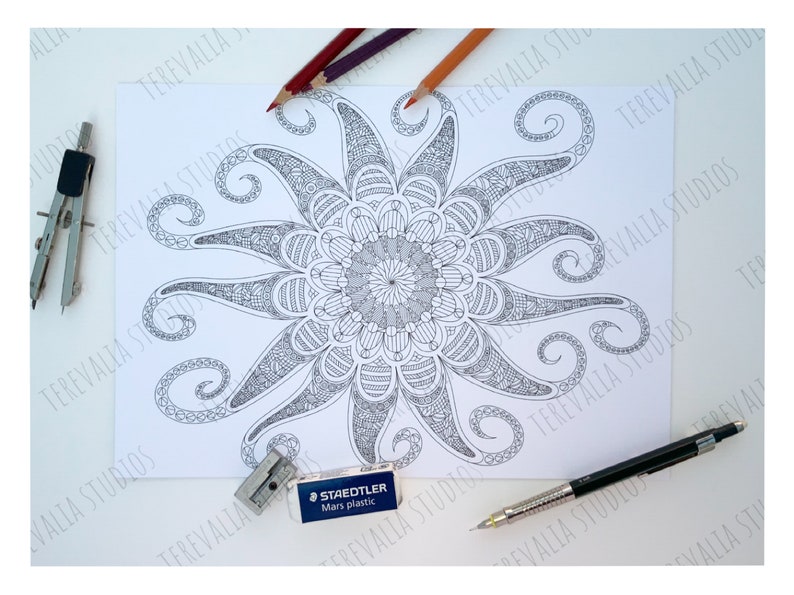 Digital Zentangle Colouring Page Kraken Downloadable Print PDF Colouring Print Beautiful Colouring Pattern image 1