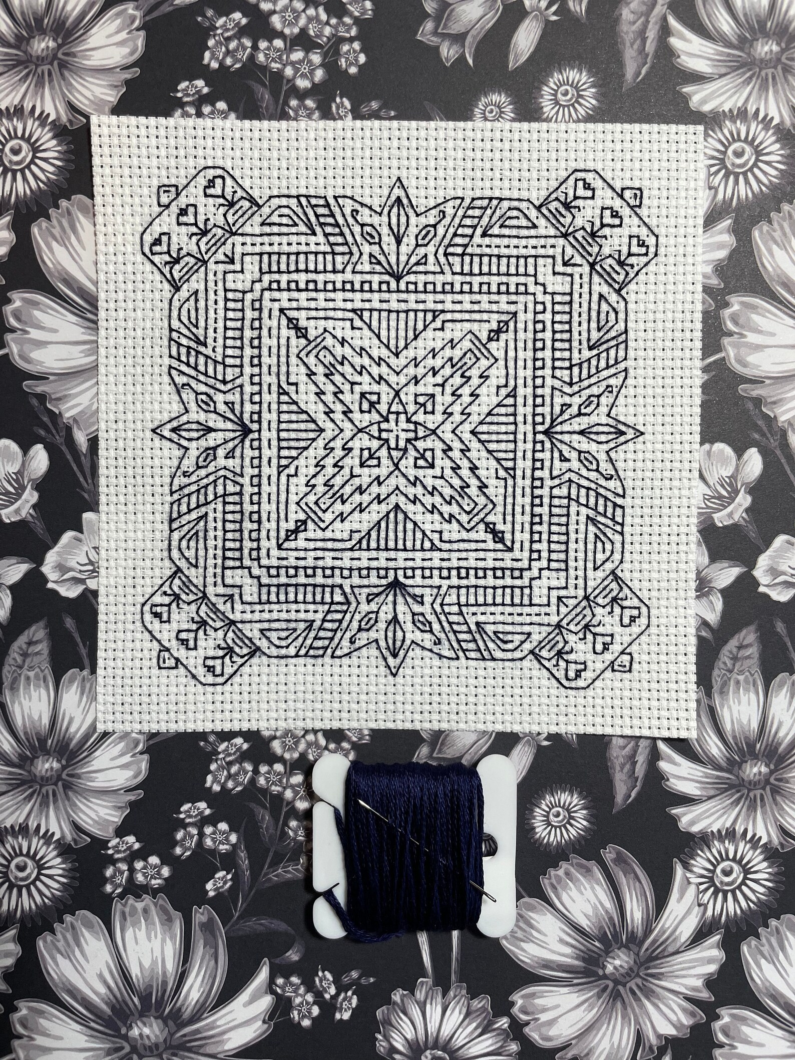Blackwork Pattern - Flower Patch | Tea Break Blackwork PDF | Digital ...