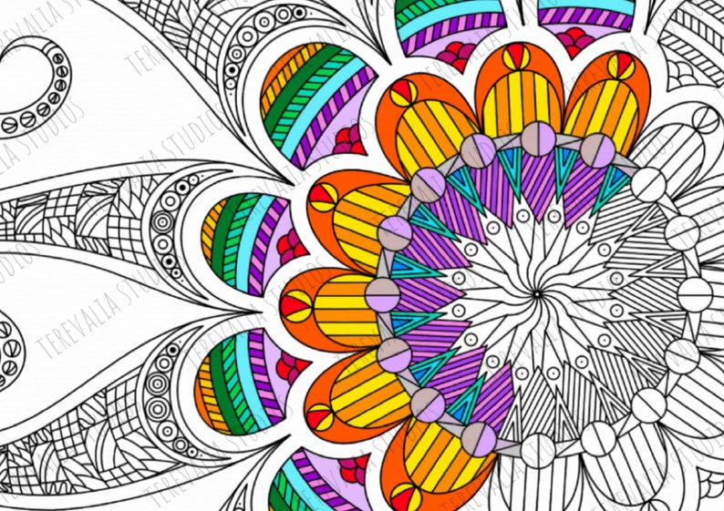 Digital Zentangle Colouring Page Kraken Downloadable Print PDF Colouring Print Beautiful Colouring Pattern image 3