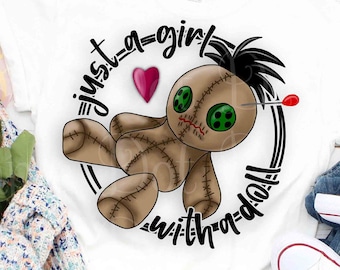 Funny Voodoo Doll PNG: Just A Girl With Doll Sublimation Design (Digital Download)
