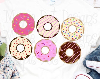 Donut svg | 6Er Pack Donuts | 6er Set | Herunterladbare Dateien PNG und SVG Cut Datei