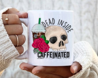 Död inuti men koffeinhaltig PNG | Kaffeskelett sublimeringsdesign | Dödskalle PNG | Nedladdningsbar PNG sublimering