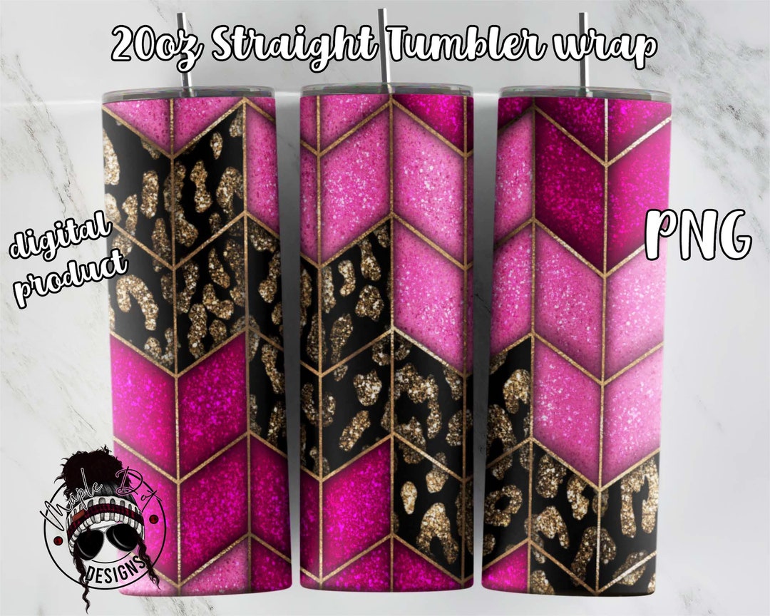Pink Tangram Tumbler Wrap | 20 Oz Straight Tumbler Wrap | Leopard ...