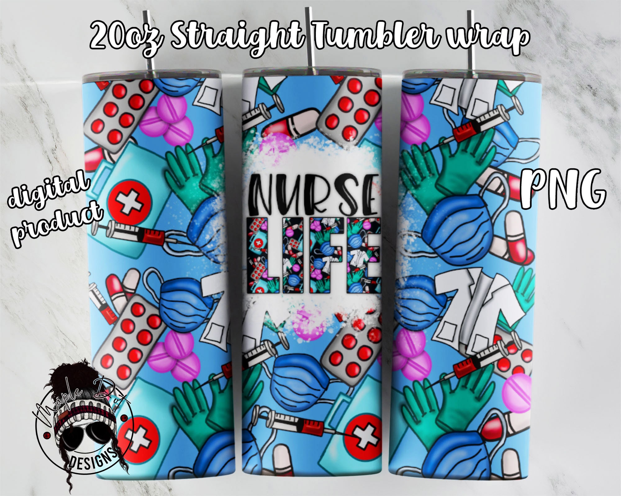 Nurse Stuff Tumbler Wrap - Sublimation Transfer