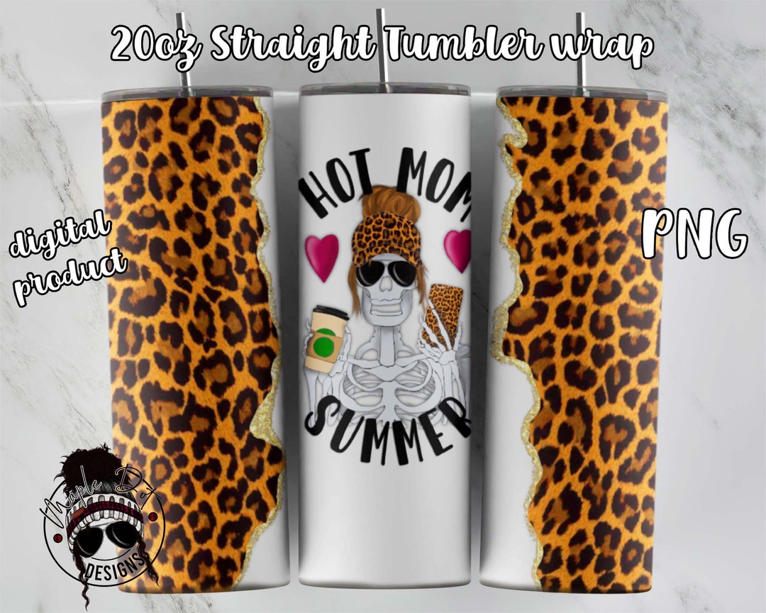 20oz Skinny Tumbler Wrap / Seamless Wrap PNG / Leopard Glitter Tumbler ...
