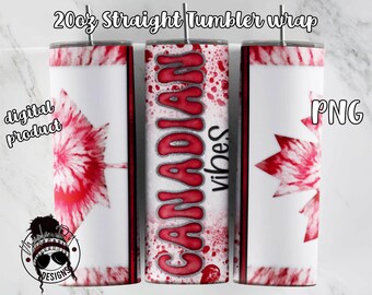 Vaso patriótico canadiense / Envoltura de vaso Canadian Vibes / Envoltura de vaso flaco de 20 oz / Archivo descargable