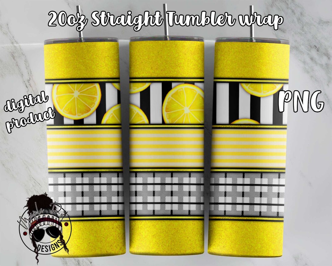 Lemon Tumbler Sublimation Design Lemons and Plaid Tumbler Wrap 20 Oz