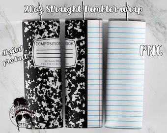 20oz Skinny tumbler wrap / School Sublimation / Teacher Tumbler wrap / Composition Notebook Sublimation / Downloadable PNG