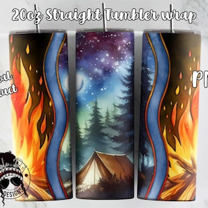 Camping Tumbler Design | Campfire Tumbler Wrap | 20oz Tumbler Design | Downloadable PNG For Sublimation