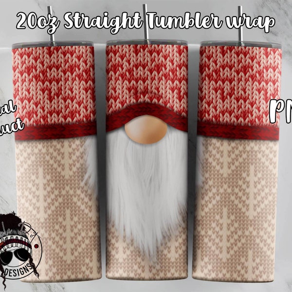 Christmas Gnome Tumbler wrap | Christmas Sweater Gnome png | Winter Gnome Tumbler | Downloadable File