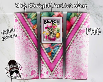 Beach Vibes Skeleton Tumbler Wrap | 20oz Tumbler Wrap | Tumbler Sublimation | Downloadable File