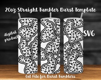 20oz Skinny Tumbler Burst Template | Easter Bunny Burst Tumbler SVG | Full Tumbler Wrap Cut File | Downloadable File