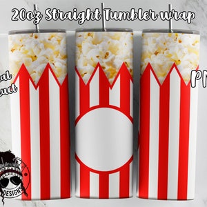 20oz Skinny tumbler wrap / Popcorn Tumbler wrap / popcorn bag png / Downloadable PNG sublimation