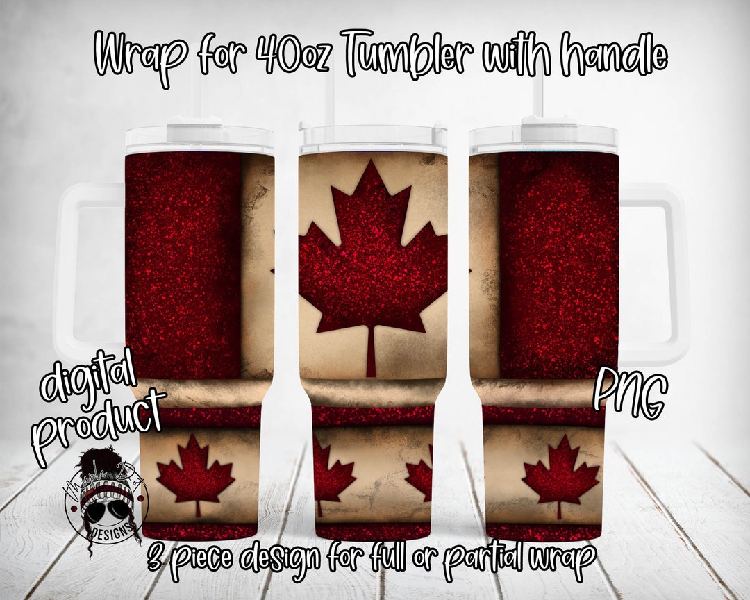 Distressed Canadian Glitter Tumbler Wrap 40oz Tumbler Wrap Downloadable