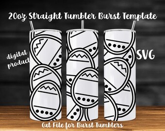 20oz Skinny Tumbler Burst Template | Easter Egg Burst Tumbler SVG | Full Tumbler Wrap Cut File | Downloadable File