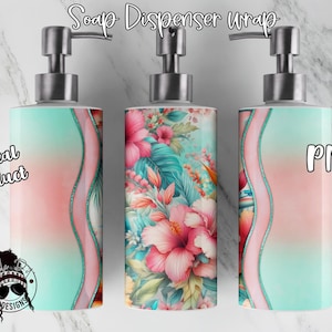 Tropical Wave Soap Dispenser Wrap | Soap Dispenser Sublimation | Downloadable PNG