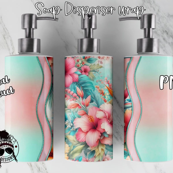 Tropical Wave Soap Dispenser Wrap | Soap Dispenser Sublimation | Downloadable PNG