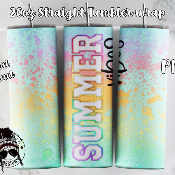 20oz Skinny tumbler wrap | Summer Vibes Powerwash Tumbler wrap | Summer Tumbler png | Downloadable PNG sublimation