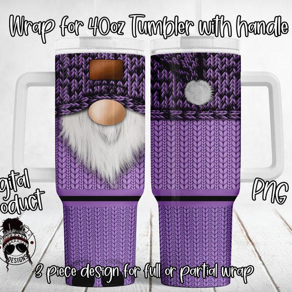 Purple Gnome Tumbler Wrap | 40oz Tumbler Wrap | Downloadable PNG