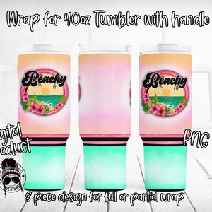 40oz Tumbler Wrap Design / Beachy AF Tumbler Wrap / Sublimation Design per 40 oz Tumbler con manico / PNG scaricabile