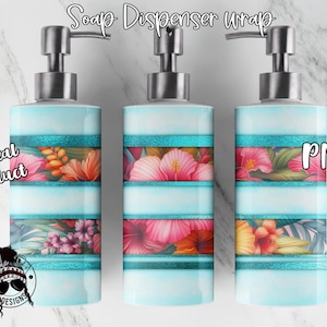 Tropical Stripe Soap Dispenser Wrap | Soap Dispenser Sublimation | Downloadable PNG