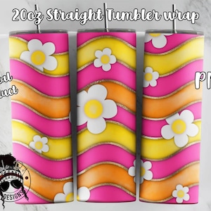 Wavy Daisies Tumbler wrap | Summer Tumbler Wrap | Daisy Rhinestone Template | Downloadable File