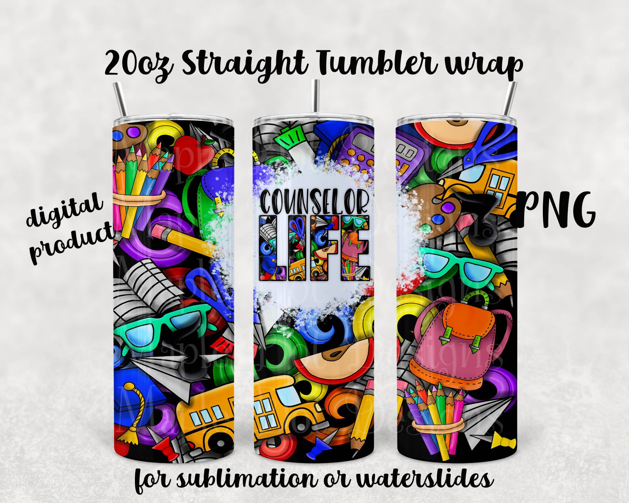 Teacher Skinny Tumbler Wrap. Sublimation design 20 Oz By  WatercolorColorDream