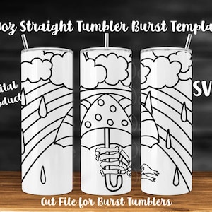 20oz Skinny Tumbler Burst Template | Rainbow Burst Tumbler SVG | Voll tumbler Wickeldatei | Herunterladbare Datei