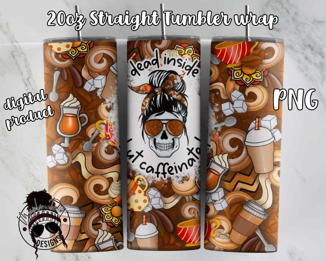 20oz Skinny Tumbler Wrap | Coffee Sublimation Design | Skull Coffee ...