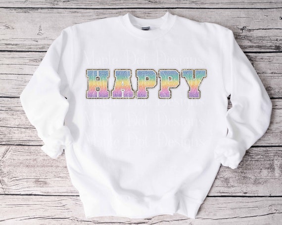 Happy PNG | Rainbow Chenille PNG | Sublimation PNG | Downloadable File