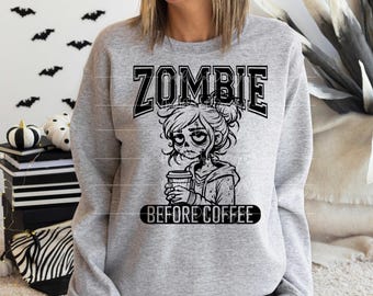 Zombie Before Coffee PNG | Halloween Sublimation | Zombie Sublimation | Downloadable File