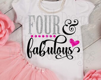 Four & fabulous svg, birthday svg, 4th birthday svg, 4 and fabulous svg, Downloadable PNG and SVG Cut file! waterslide, htv, vinyl