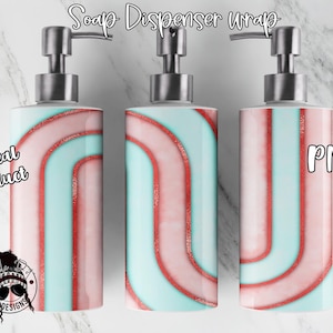 Coral Rainbow Soap Dispenser Wrap | Soap Dispenser Sublimation | Downloadable PNG