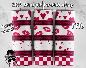 Red and White Valentine Tumbler Wrap | Love Tumbler Wrap | 20 oz Tumbler Sublimation | Downloadable File