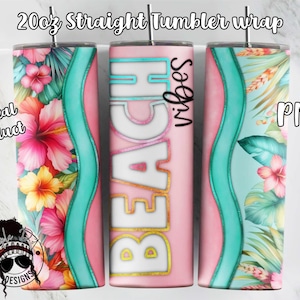 Beach Vibes Tropical Tumbler Wrap | 20oz Tumbler Wrap | Tumbler Sublimation | Downloadable File