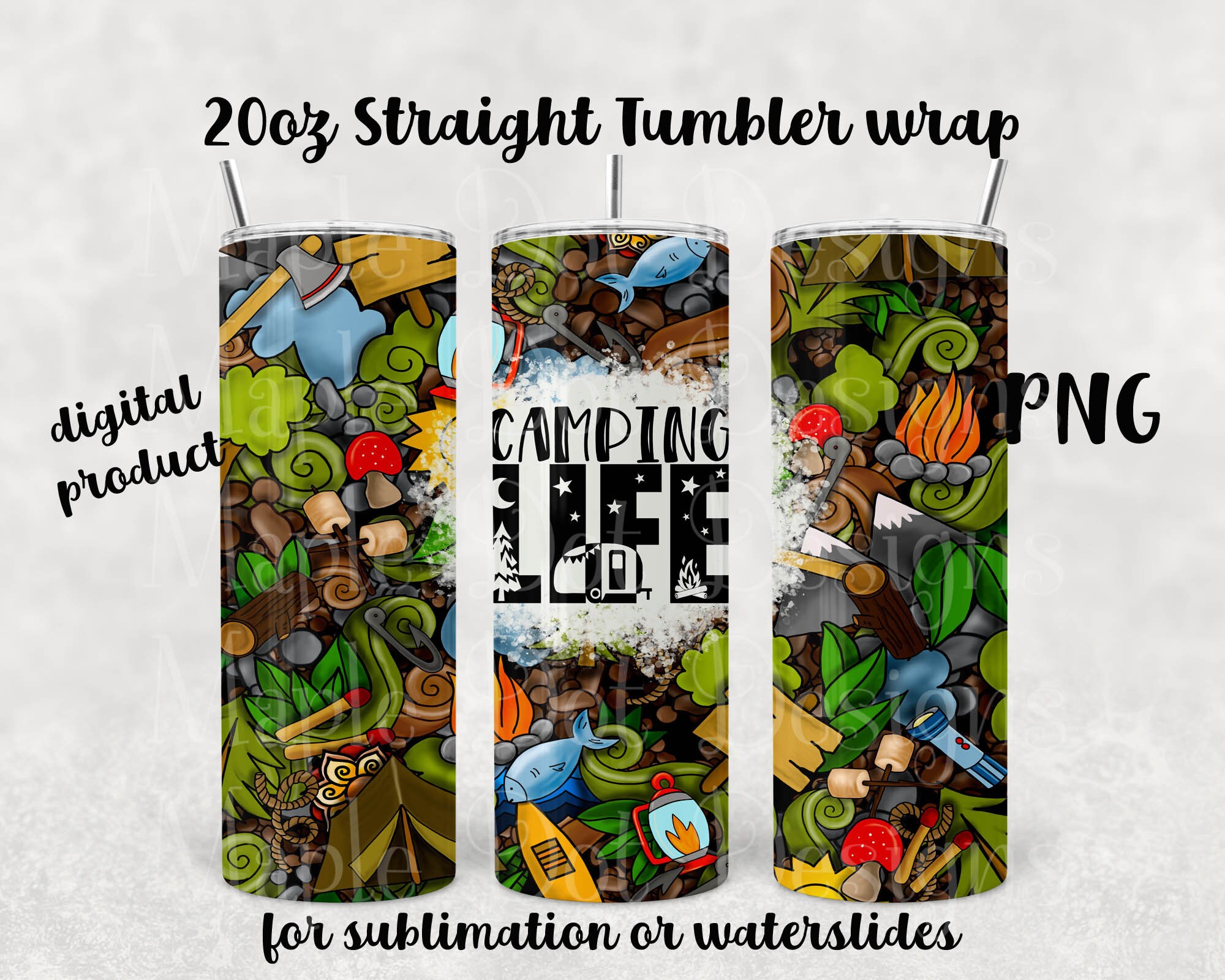 20oz Skinny Tumbler Wrap / Camping Tumbler Wrap / Camping Etsy
