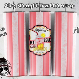 Pink Lemonade Tumbler Sublimation Design | Lemonade Tumbler Wrap | 20 oz Straight Tumbler PNG