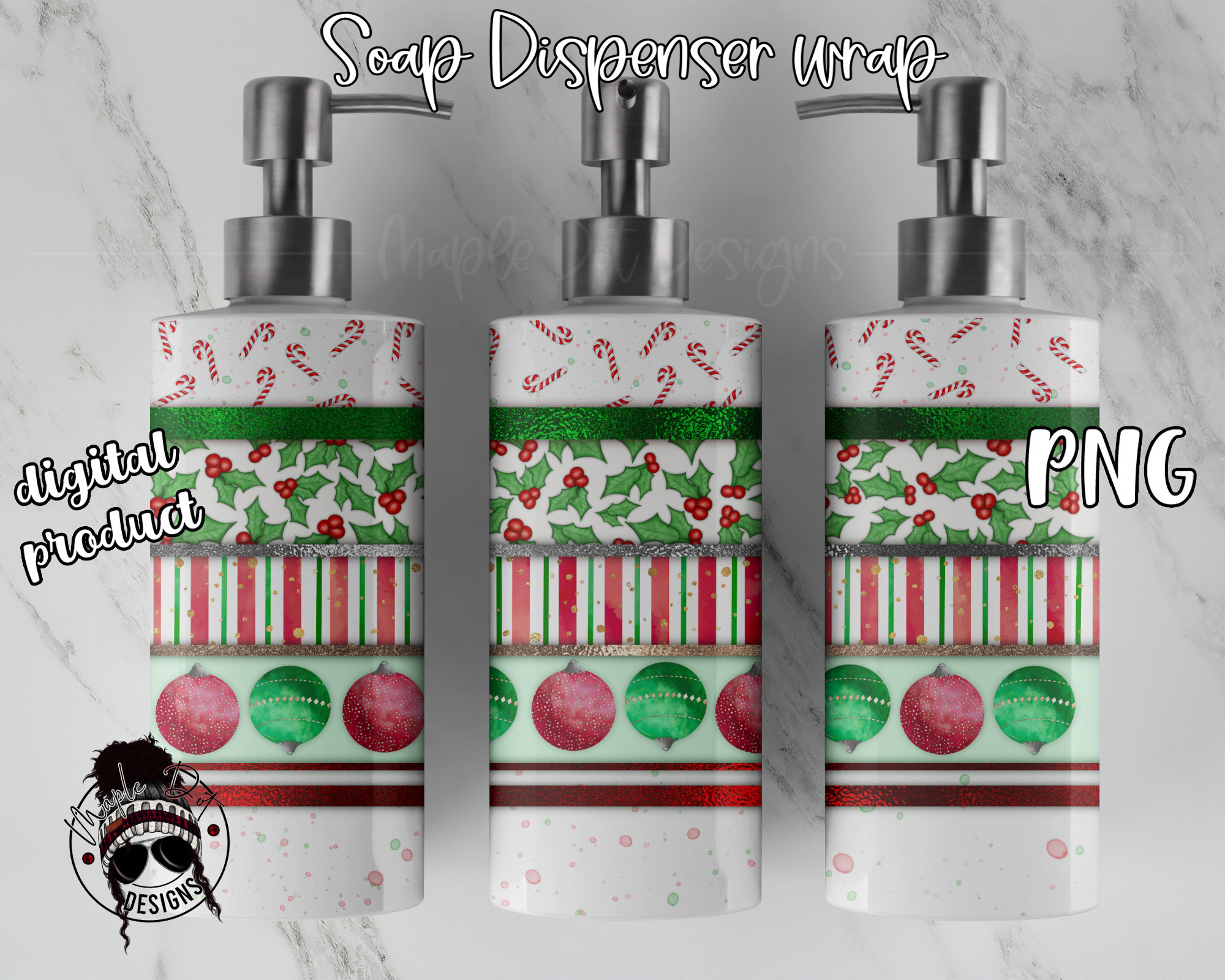 Christmas Soap Dispenser Wrap: Holiday Sublimation Design…