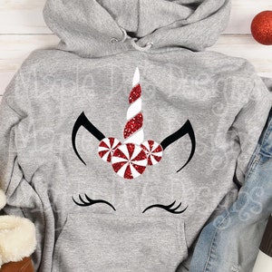 Christmas Unicorn svg, unicorn svg, unicorn face svg, holly berry unicorn svg, candy cane unicorn svg, christmas svg, downloadable files
