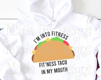 Funny "I'm Into Fitness (Fitness Taco In My Mouth)" Men's T-Shirt - Gym Food Humor Tee - View #2